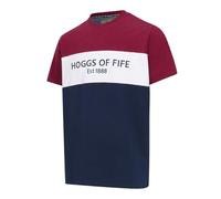 Hoggs of Fife Dalbeattie Colour Block T-Shirt - Burgundy/White/Navy 95% cotton, 5% elastane, Single jersey construction for a smooth fit