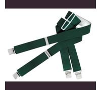 Hoggs of Fife Heavy Duty Braces Green - Made from 81% polyester/ 19% elastodiene, 35mm elastic with silver steel clips for fixing to trouser waistband