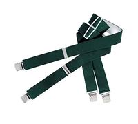 Hoggs of Fife Heavy Duty Braces Green - Made from 81% polyester/ 19% elastodiene, 35mm elastic with silver steel clips for fixing to trouser waistband