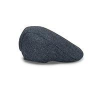 Hoggs of Fife Herringbone Waterproof Tweed Cap Blue Check - Quilted Polyester Lining, Waterproof/Breathable Membrane