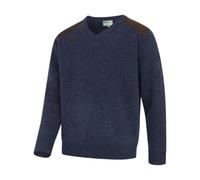 Hoggs of Fife Melrose II V-Neck Pullover - Storm Blue Marl 70% acrylic, 30% wool, Marled knit
