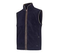 Hoggs of Fife Stenton Technical Fleece Gilet - Midnight Navy 100% Polyester velour finish fleece, Faux suede reinforced binding details