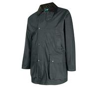 Hoggs of Fife Woodsman Waxed Jacket Olive - 100% 330gsm single fold cotton shell, Corduroy collar, knitted storm cuffs