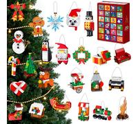 HOGOKIDS 2025 Advent Calendar Christmas Ornaments Building Set, 24 Days Countdown Hanging Christmas Tree Decor Wreath Santa Snowman Xmas Gift Stocking Stuffer Building Toys for Kids Boys Girls Ages 6+