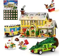 HOGOKIDS Advent Calendar 2025 Christmas Building Set with Light, 24 Days Christmas Countdown House Mini Building Block Kit with Bus & Pickup Truck, Holiday Toys Gift for Adults Kids Girls Boys Age 12+