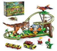 HOGOKIDS Dinosaur Roller Coaster Building Set - 1222PCS Rollercoaster Building Toy with 4 Dinosaurs, Off-road Vehicle, Food Cart, Dinosaur Models Playset Gift for Adults Kids Girls Boys Ages 8-12 Year
