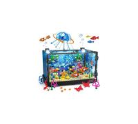 HOGOKIDS Fish Tank Building Set with LED Light - 725PCS Aquarium with Movable Jellyfish Fish Building Blocks | Creative Animal Marine Life Toy