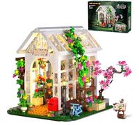 HOGOKIDS Flower House Building Set with LED, Greenhouse Building Blocks Mint Plants and Animals, Creative STEM Construction Toy, Birthday for Aldults Girls Ages 6+