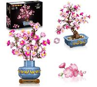 HOGOKIDS Flowers Cherry-Blossom Bonsai Building Set - 2 in 1 Artificial Bonsai Tree Plants for Home Decor & Display Cherry Botanical Building Blocks Birthday Valentine's Gift for Adults Teens (775PCS)