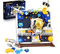 HOGOKIDS Space Building Toys for Kids Age 6+, 540 PCS Astronaut Building Block Set with Stand, 3D Space Painting Frame for Children's Room Décor, Gift for Boys and Girls