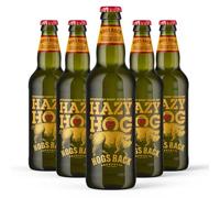 HOGS BACK BREWERY Hazy Hog Cider | Refreshingly Cloudy English Apple Cider with a fine haze | 5.0% ABV | Case of 8 x 500ml | Bottles | Gluten Free | Vegan