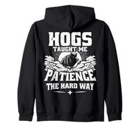 Hogs Taught Me Patience Wild Boar Hunter Wild Hog Hunting Zip Hoodie