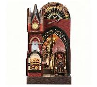 Hogsmoor Station DIY Book Nook Kit - 3D Wooden Miniature with Touch LED Light & Layered Depth & Deep View Design, Movable Train, Vintage British Railway Scene for Book Lovers & Collectors