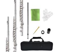 HOGSN flute 16-hole closed-hole C-tone nickel-plated, beginner to play graded flute, with box and cleaning kit.