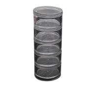 hogtnd 5-Layer Cylinder Shape Stackable Containers Round Clear Plastic Storage Organizer for Eyeshadow Powder Gems Beads Display Cards, C diameter 5cm, As described