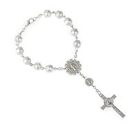 hogtnd Catholic Gift Saint Benedict Travel Protection 8mm Beads Rearview Mirror Car Truck Car Rosary Bracelets Jewelry Box, one size, As described
