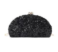 hogtnd Contemporary Metal Accent Handbag Shoulder Bag Evening Bag with Chain Strap Various Wedding Accessories Luxury Handbag, Sequins Black