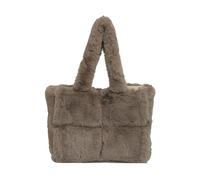 hogtnd Contemporary Plush Handbag with Spacious Inner Bag with Carry Handle Top Winter Quilted for Work and Leisure Activities Fashionable Shoulder Bag, Coffee colour