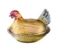 hogtnd Crystal Glasses Chicken Shape Candy Jar Bowl with Lid, Dessert Plate Candys Dish Covered Decorative Snacks Covered