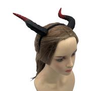 hogtnd Devil Horns Headband, Black and red CORNER FACING BACK