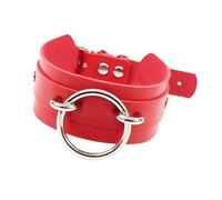 hogtnd Durability PU Leather Necklace Adjustable Collar O Rings for Versatiles Use in Daily Life and Special Event Street Dance Accessory