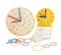 hogtnd Educational Pegboard Clock Toy for Children Time Telling Practice Interactive Learning Shapes Colors Time Cognition Toy
