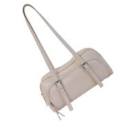 hogtnd Faux Leather Bowling Shoulder Bag with Front | Top Zipper Handbag for Daily Commute Easy Access