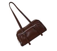 hogtnd Faux Leather Bowling Shoulder Bag with Front | Top Zipper Handbag for Daily Commute Easy Access