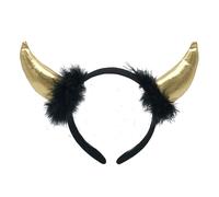 hogtnd Halloween Horns Headband Glitter Devils, Yellow light cloth b