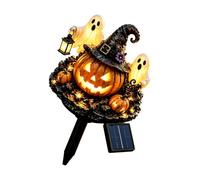 hogtnd Halloween Stake Decoration Solar Pumpkin Light Resin Witch Hat