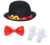 hogtnd Magicians Costume Set with Hat Eyeglasses Bowtie, Three piece set
