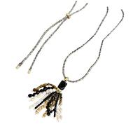 hogtnd Multicolor Acrylic Beaded Fringe Necklace Adjustable Cord Fashion Jewelry Ethnic Elegant Decoration Necklace, Einheitsgröße, As described, As described