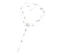 hogtnd Multilayer Faux Pearl Necklace with Five-Pointed Star Pendant, Simple Elegant Jewellery for Women, Daily Wear, Double Layer Beads Star Necklace