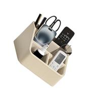 hogtnd Practical Gift Remote Control Tray with Multi Section Layout to Keep Neat on Bedside or Stylish PU Leather Remote Holder and Desk Organizers with Multiple Slots for Remotes Pens Mobile Phones