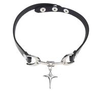 hogtnd PU Leather Necklace Tone on Tone Gothic Style Jewelry for Night Out Events Cross Pendant Necklace, Einheitsgröße, As described, As described