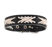 hogtnd Trendy Hand Chain with Adjustable Wax Rope and Alloy Components Punk Unisex Bracelet Black Cowhide Bracelet