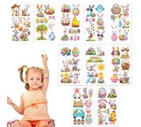Hogvinnatil Easter Temporary Tattoo, Easter Tattoo Stickers, 10 Sheets Easter Egg Rabbit Stickers, Temporary Cute Easter Egg Tattoo Stickers for Children, Girls, Classroom Reward Prizes