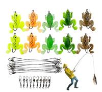 Hogvinnatil Frog Bait, Top Water Frog - 10 x Artificial Crank Bait with Hook and Box, Bass Bait for Anglers, Fishing Accessories for Trevally, Trout