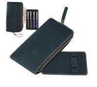 Hogvinnatil Leather Pencil Case, Leather Pencil Case - Zipper Pen Organizer | Display Holder, PU Leather Pen Bag for Daily Use, Travel and Creative Artists, blue, see description, See description