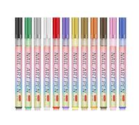 Hogvinnatil Nail Colour Pen, Nail Design Pens, 12 Colours, Acrylic Colour Nail Markers, Political Pens, Fine Tips, Waterproof Dot Graffiti Dots, Drawing Tools for Liner Manicure