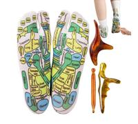 Hogvinnatil Reflexology Socks, Reflex Zone Socks with Tools for Women, Acuppoint Socks with 3 Massage Tools, 2 Pairs of Reflexology Foot Socks for Beginners, Men and Women, for Home Use
