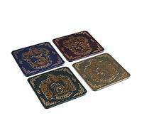 Hogwarts Crest Coasters, Harry Potter Metal Drink Coasters with Cork Backs, Set of Four
