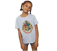Hogwarts Crest Gold Ink Cotton T-Shirt Harry Potter Grey 9 Years