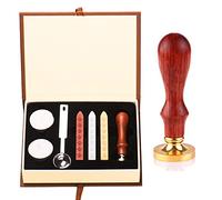 Hogwarts Magic School Sealing Wax Set, Seal Stamp & Spoon Kit for Letter Gift Hp Fans Hogwarts Themed Party (1 Wooden Handle Seal + 3 Retro Waxes + 1 Spoon + 2 White Wax)