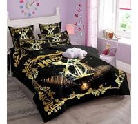 Hogwarts School Magic Duvet Cover Set Soft Lightweight Microfiber 3 Piece Harry Bedding Set Potte with 2 Pillowcase Kids Quilt Cover Closure Single 135 x 200 cm