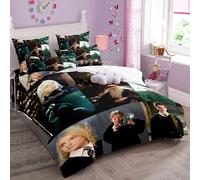 Hogwarts School Magic Duvet Cover Set Soft Lightweight Microfiber 3 Piece Harry Bedding Set Potte with 2 Pillowcase Kids Quilt Cover Closure Single 135 x 200 cm