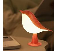 HOGXUAE Small Desk Lamp, Bird Lamp Bedside Lamps with 3 Color Temperature and Touch Sensor,Cordless Lamp Night Light with Rechargeable Battery for Bedroom Nightstand Bedside Table (Red -Round)
