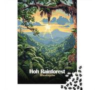 Hoh Rainforest Washington Landscape Art 1000 Piece Jigsaw Puzzle, Lakeside Architecture Scene, Screen-Free Fun, Thick Cardboard Pieces, for Families, 52x38cm/1000pcs