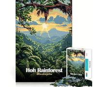 Hoh Rainforest Washington Landscape Art 1000 Piece Jigsaw Puzzles for Adults Jigsaw Brain Think Pastime Game Real Challenge Xmas Santa Gift (50x75cm)