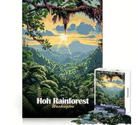Hoh Rainforest Washington Landscape Art 1000 Piece Jigsaw Puzzles for Adults Jigsaw Brain Think Pastime Game Real Challenge Xmas Santa Gift (50x75cm)